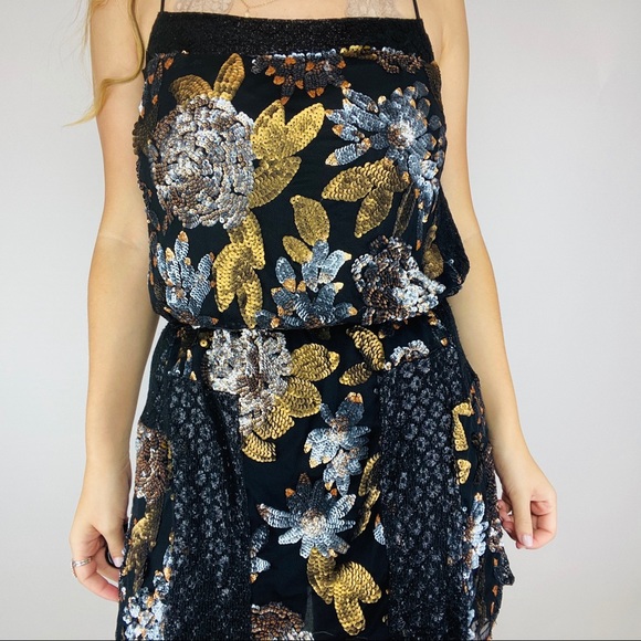 Anna Sui black sequin floral mini dress - Picture 6 of 6